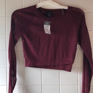rue21 Rayon Cropped Top long Sleeve Size XS maroon in color
